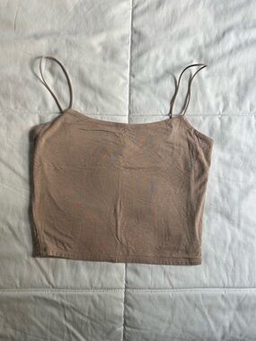 Pink Lily Tan Spaghetti/ Bungee Strap Crop Tank